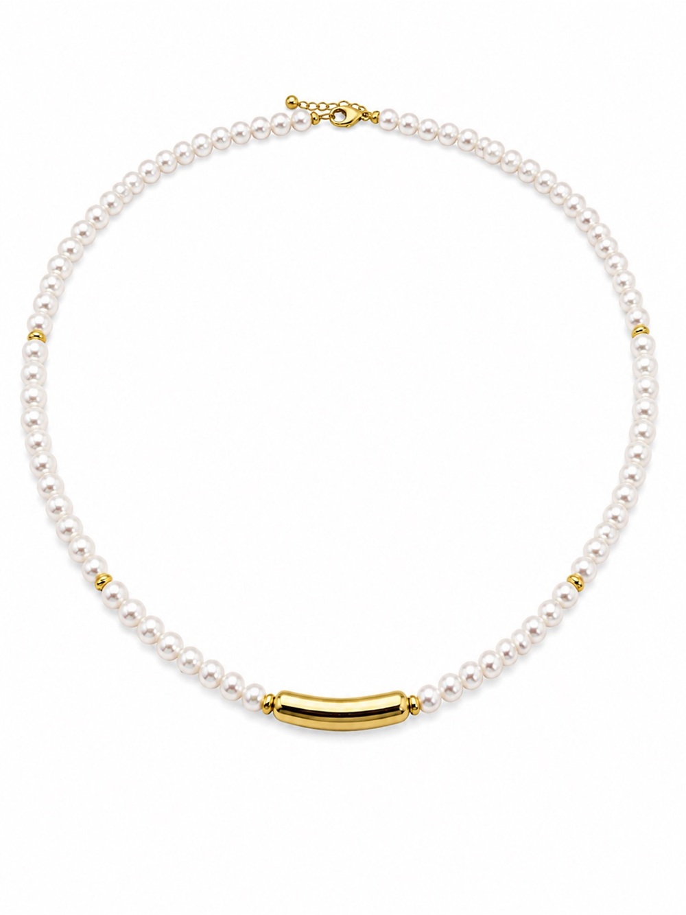 Freshwater Pearl Gold Arc Necklace (#N64)